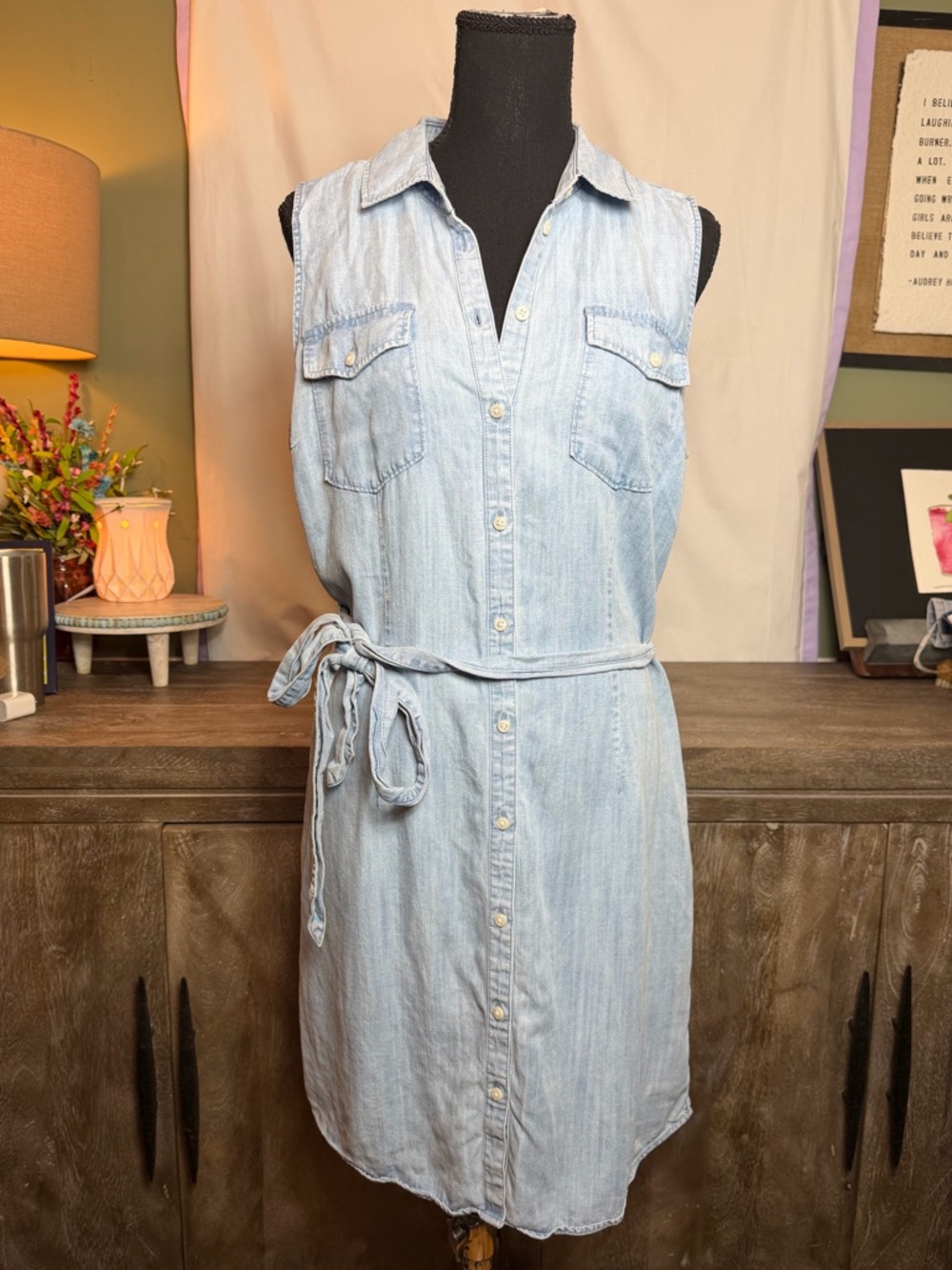 UNTUCKit Light Blue  Denim Button-Up Midi Dress